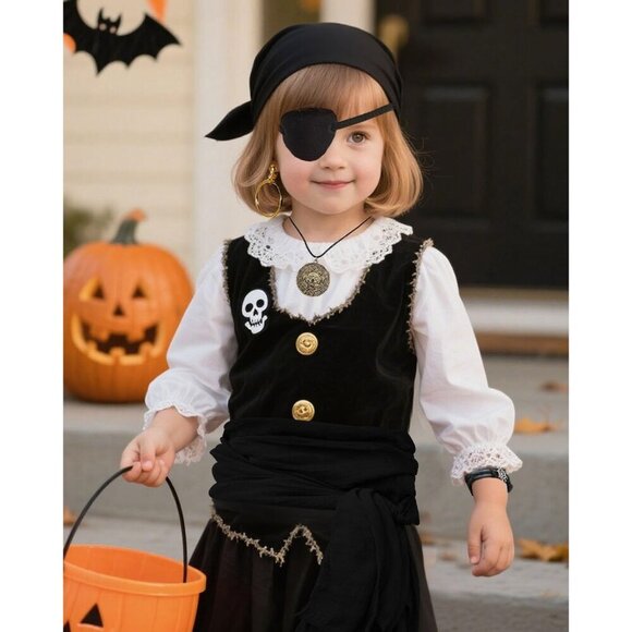 Pirate Costume Accessories Set for Men Women 6 Pcs Headscarf Sash Jewelry main image 7